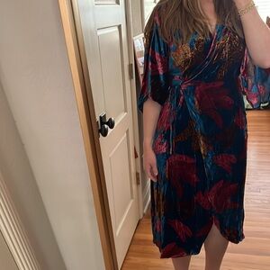 Farm for Anthropologie Velvet Wrap Dress XS fits like S